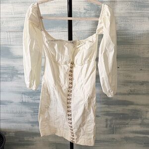 House of CB White Corset Mini Dress Size Large Cottagecore Milkmaid